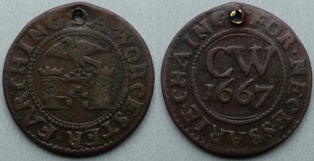 Worcester, city issue 1667 halfpenny